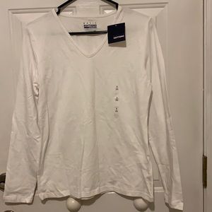 V neck long sleeve white shirt size small